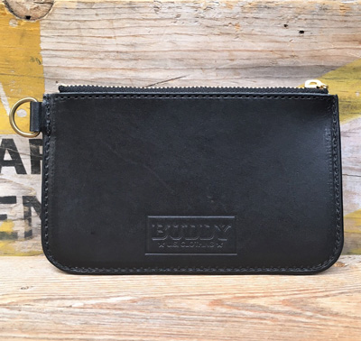 BUDDY オリジナル small coin purse wallet 栃木レザー 本革 小銭入れ BLACK