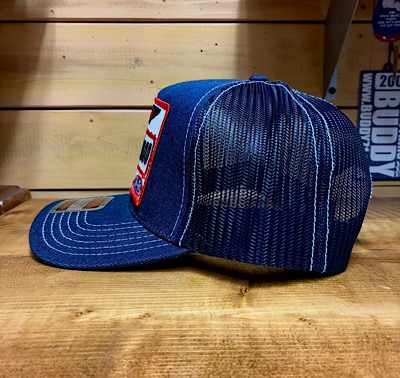 ワッペン付きデニムキャップ