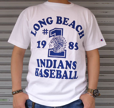 BUDD 別注 Champion U.S.A.T1011 プリントTシャツ(LONG BEACH INDIANS BASEBALL
    1985)