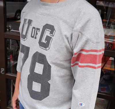BUDDY 別注 Champion 3/4スリーブ 七分袖 フットボールシャツ U of G/BUDDY U.S.CLOTHING
