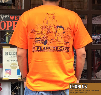 BUDDY 別注 PEANUTS スヌーピーTシャツ THE PEANUTS GANG オレンジ